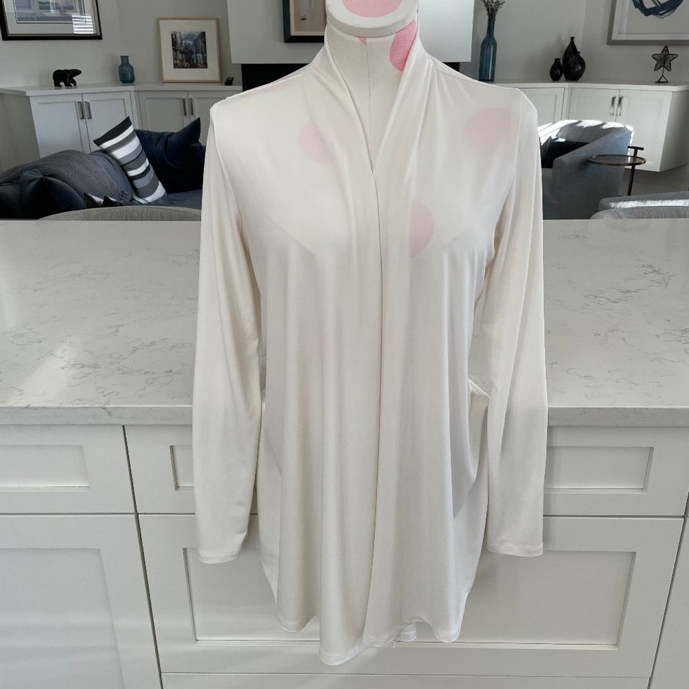 Tilley Canada Long Sleeve Open Front Poly Blend Neutral Cardigan Cream Sz S